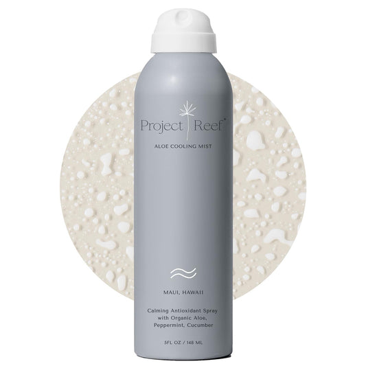 Project Reef Aloe Cooling Mist bottle front provides refreshing hydration for sun-warmed skin