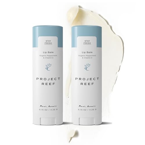Project Reef peppermint lip balm tube delivering refreshing hydration for daily use.