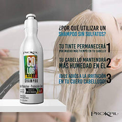 Prokpil shampoo bottle demonstrating frizz control for color-treated hair