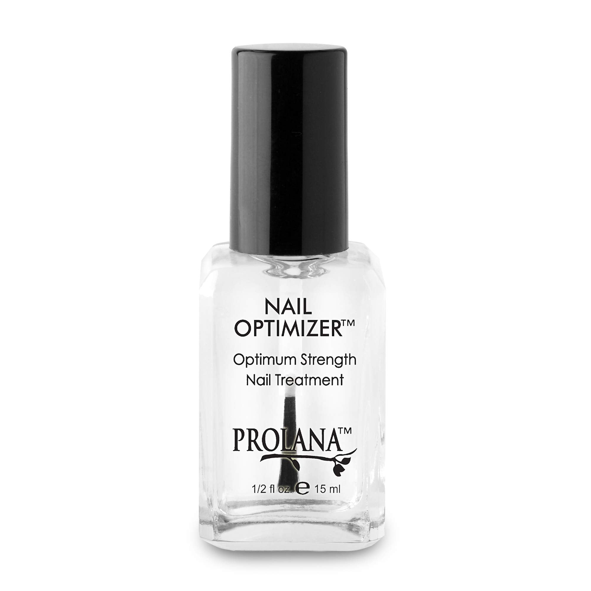 Prolana Nail Optimizer label detail highlights a clear formula with high-gloss finish.
