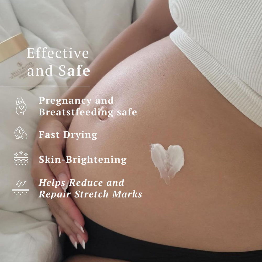 Promise Belly Butter Aloe Vera and Mango Seed Oil soothe pregnant skin.