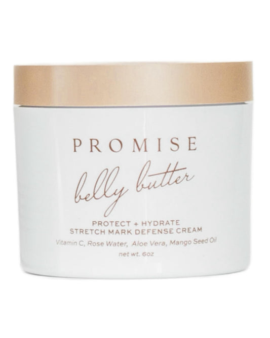 Promise Belly Butter jar showcases prenatal hydration for smoother skin.