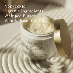USA-made Promise Belly Butter packaging supports premium skincare.
