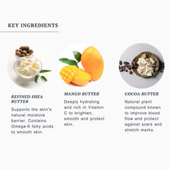 Promise Belly Butter with Vitamin C and Rose Water hydrates and energizes skin.