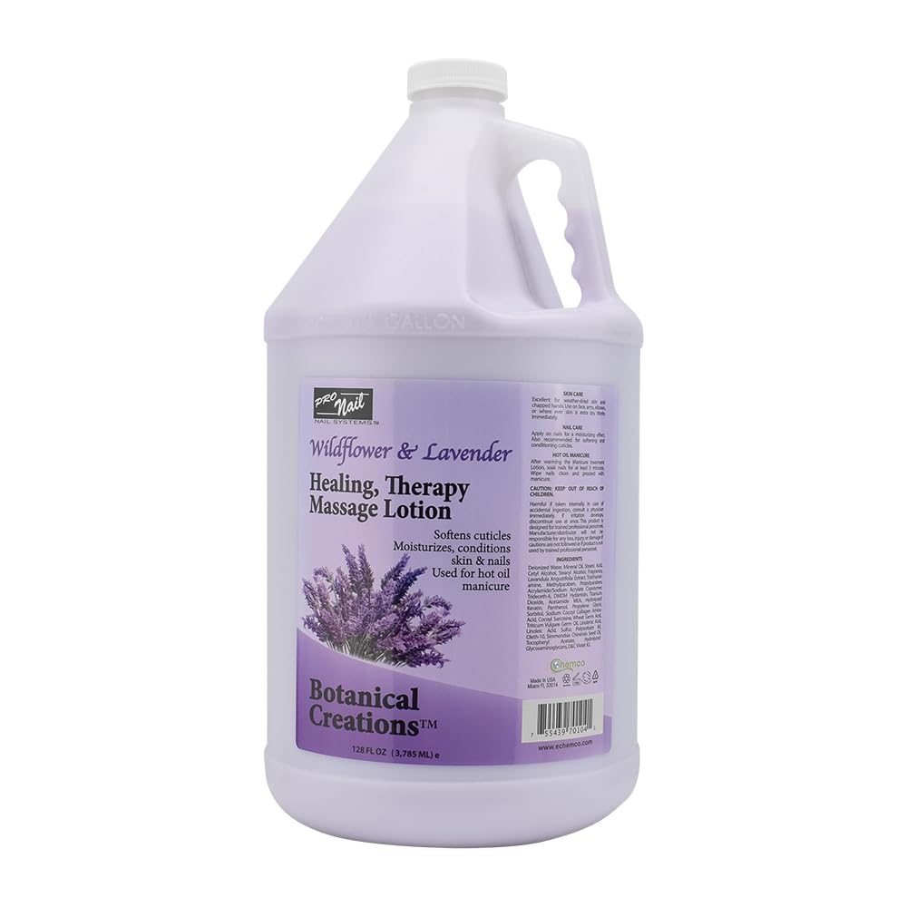 PRONAIL Healing Therapy Massage Lotion bottle pour for relaxing aromatherapy on hands and body.