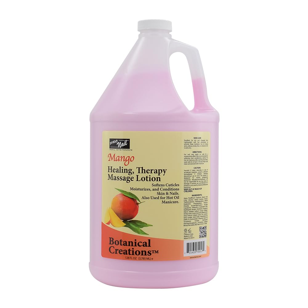 PRO NAIL Healing Therapy Massage Lotion bottle with mango fragrance for spa-like body and nail care.