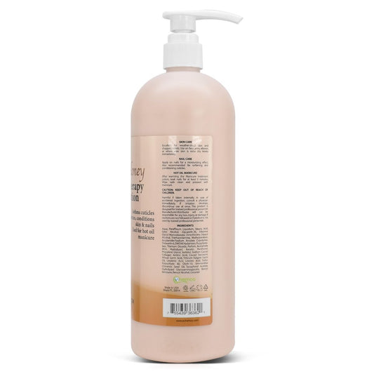 PRO NAIL Healing Therapy Massage Lotion label closeup highlighting premium ingredients.