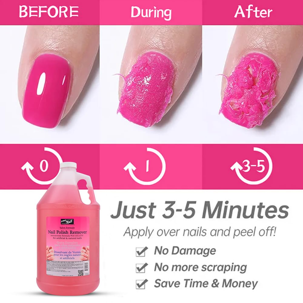 PRO NAIL remover shown with cotton pads for quick, clean polish removal.