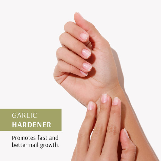 Pronto Garlic Hardener brush application demonstrates easy nail strengthening routine