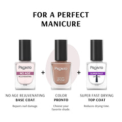 Pronto No Age packaging emphasizes vegan, 12-free formula and USA-made quality.