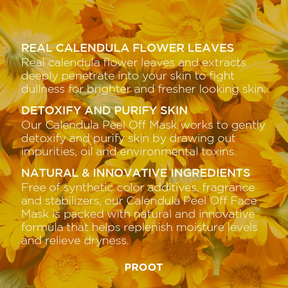Close-up of real calendula leaves and extracts featured in the PROOT formula