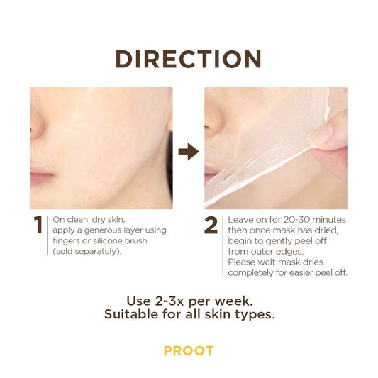 PROOT Calendula Peel Off Mask being applied for quick brightening and gentle care