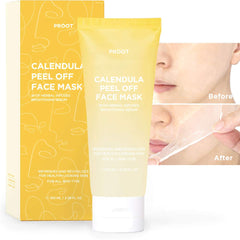 PROOT Calendula Peel Off Mask bottle close-up with natural calendula formula for brighter skin