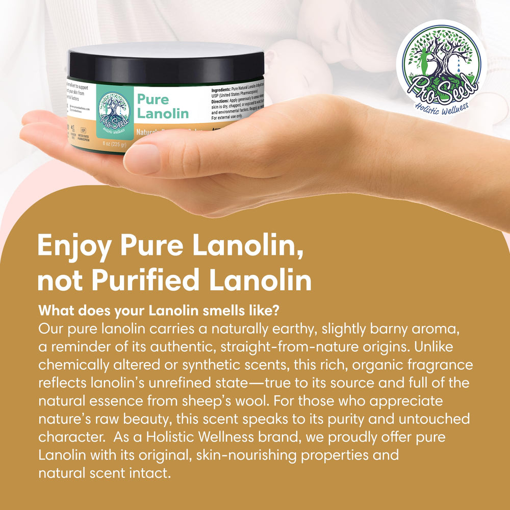 Sturdy plastic jar keeps ProSeed Lanolin Cream fresh during outdoor use.