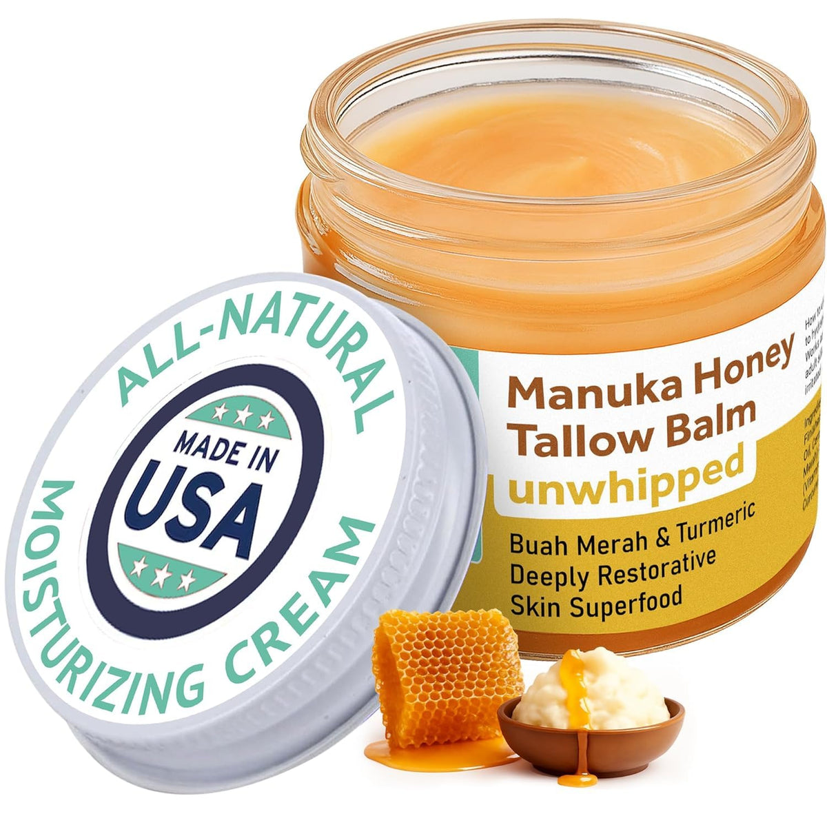 ProSeed Manuka unwhipped tallow balm jar for deep hydration of dry skin.