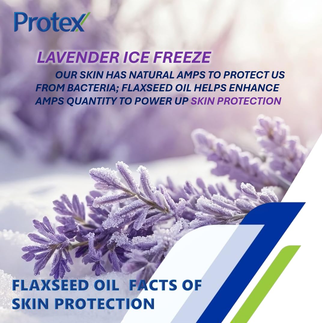 Protex Lavender Ice Freeze bar soap with camellia leaf for nourished skin.
