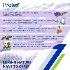 Protex Lavender Ice Freeze bar soap with flaxseed oil for gentle care.