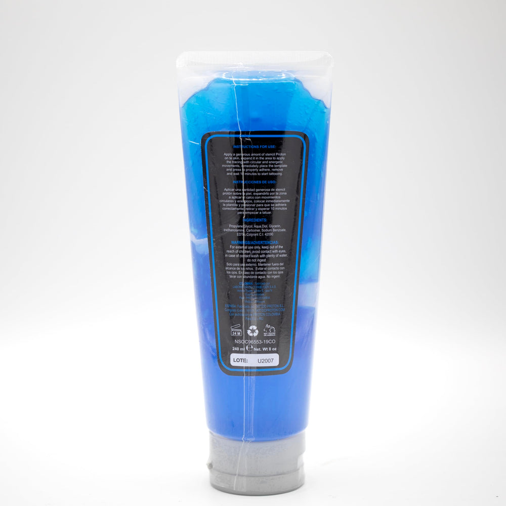 PROTON blue gel on stencil adhesion test area for steady designs