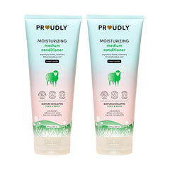 PROUDLY Moisturizing Baby Conditioner bottle pour shows easy grip and gentle hydration for textured hair.