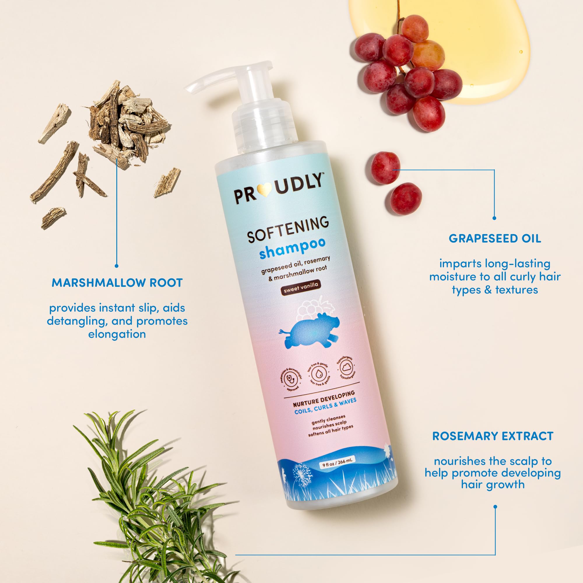 PROUDLY Softening Shampoo Sweet Vanilla scent enhances bath time