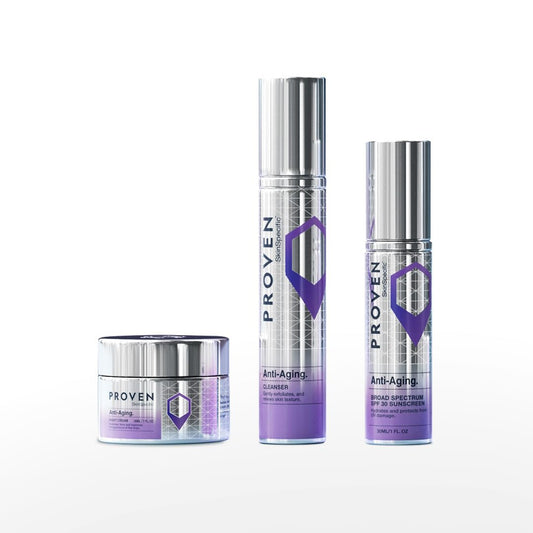 PROVEN SkinSpecific Anti-Aging Cleanser bottle showing a gentle start to your routine for smoother skin
