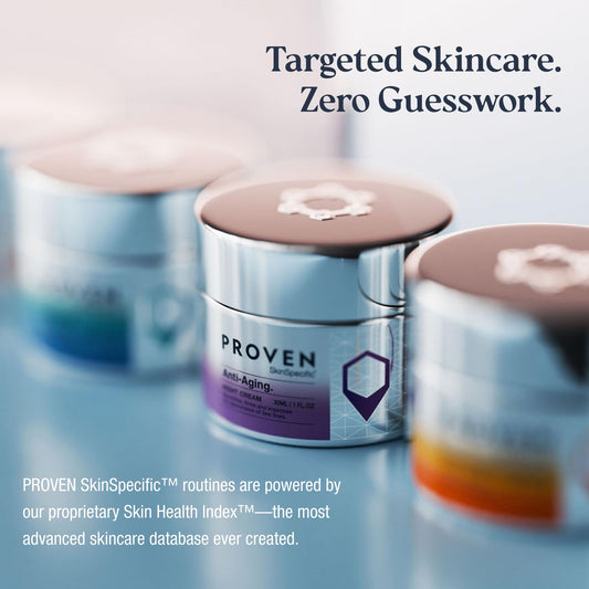 PROVEN SkinSpecific Night Cream jar highlighting hydrating formula for firmer-looking skin