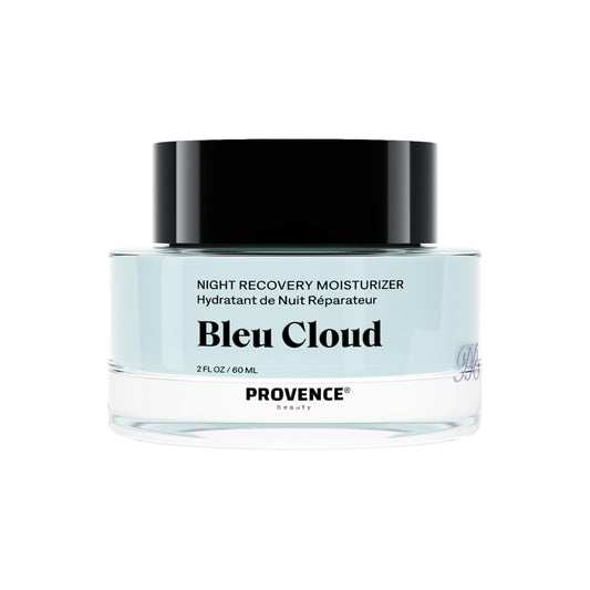 Provence Beauty Bleu Cloud Night Moisturizer bottle showing deep overnight hydration