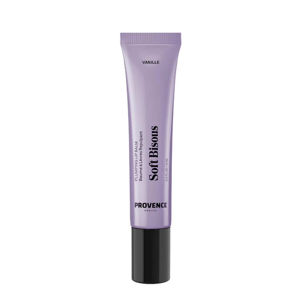 Provence Beauty Soft Bisous lip balm tube closeup showing hydrating formula.
