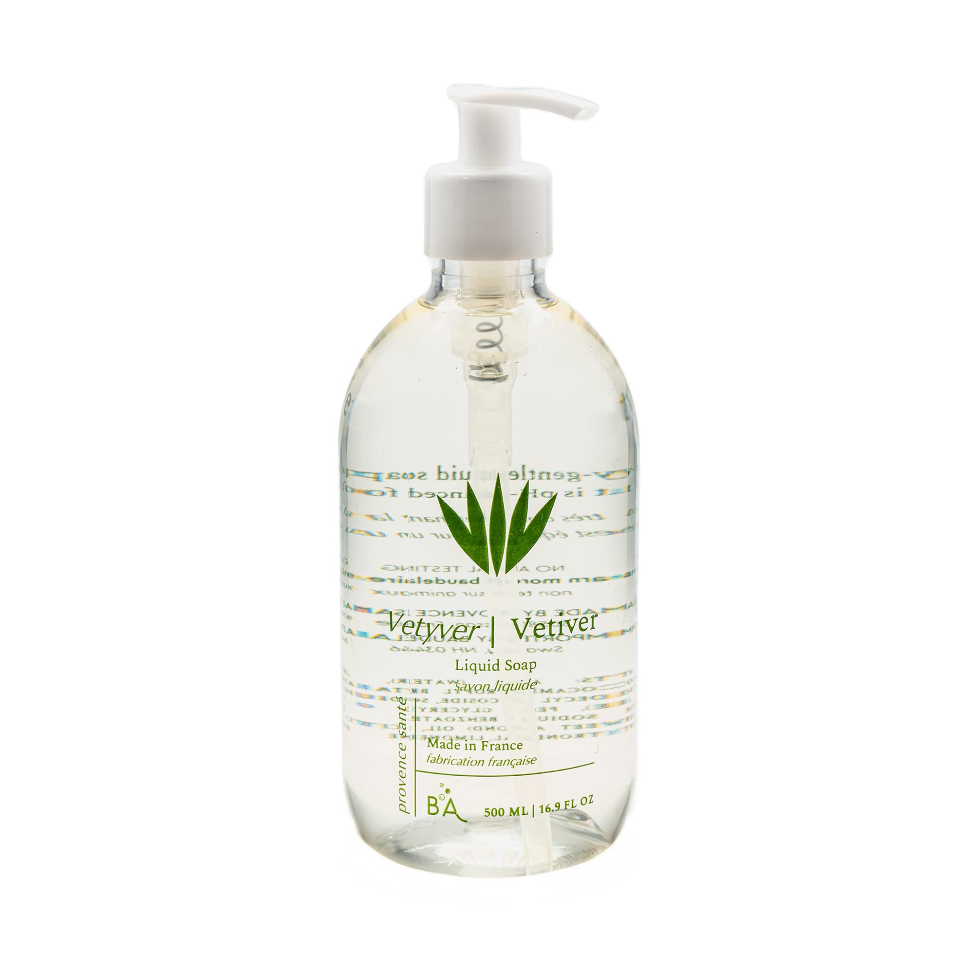 Provence Sante natural liquid soap bottle pump for mess-free handwashing.