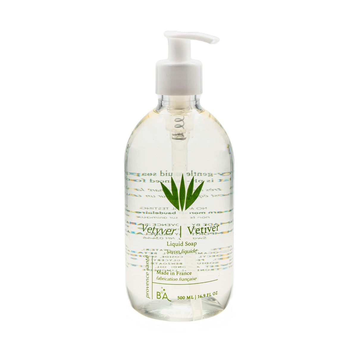 Provence Sante natural liquid soap bottle pump for mess-free handwashing.