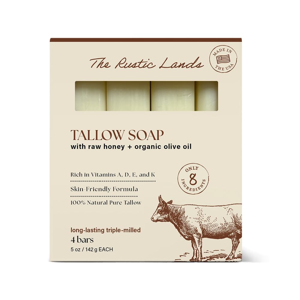 PROVENCE ESSENTIALS The Rustic Lands grass-fed tallow bars provide gentle cleansing for sensitive skin.