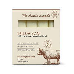 PROVENCE ESSENTIALS The Rustic Lands grass-fed tallow bars provide gentle cleansing for sensitive skin.