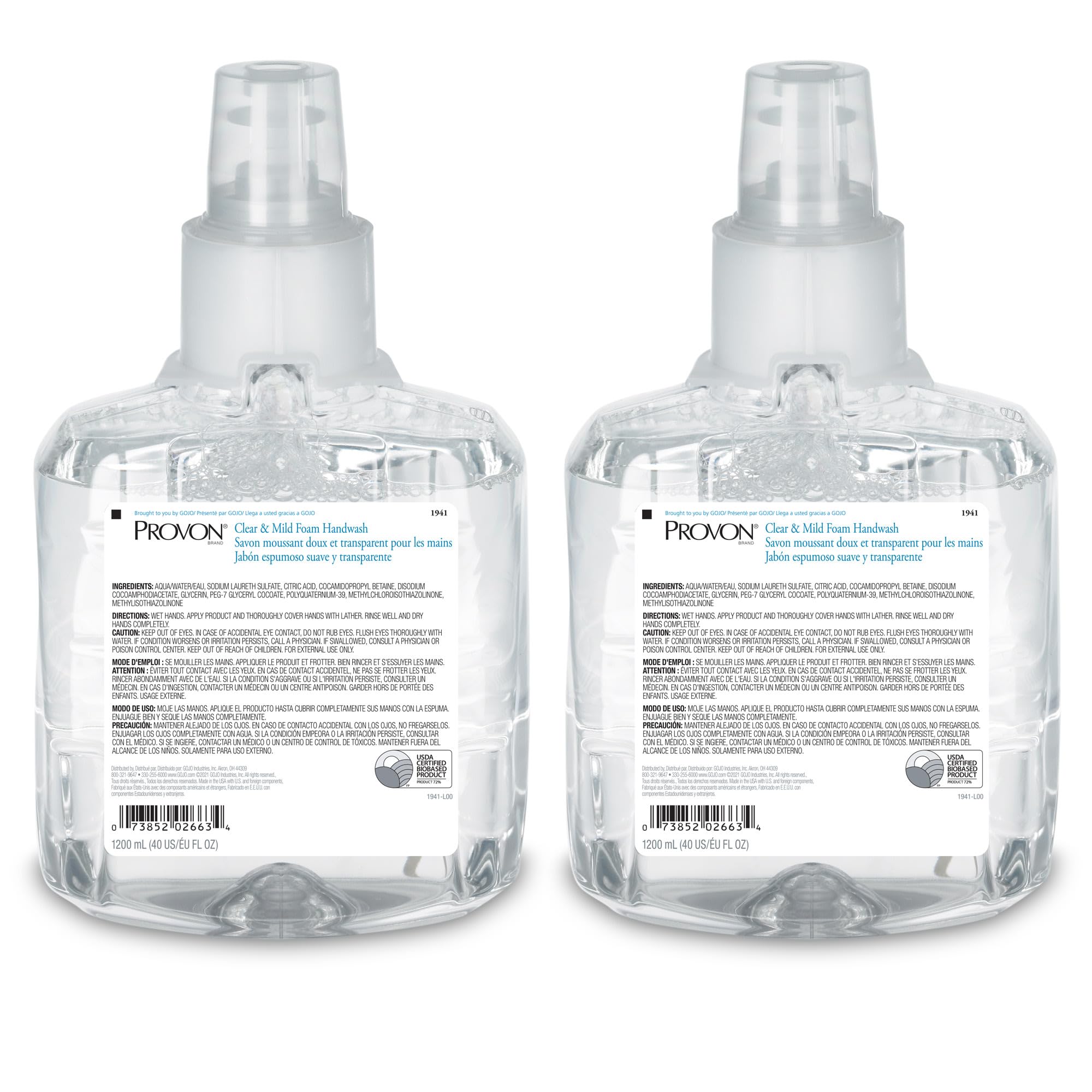 Provon LTX-12 foam handwash refill 1200 mL, high-capacity packaging.