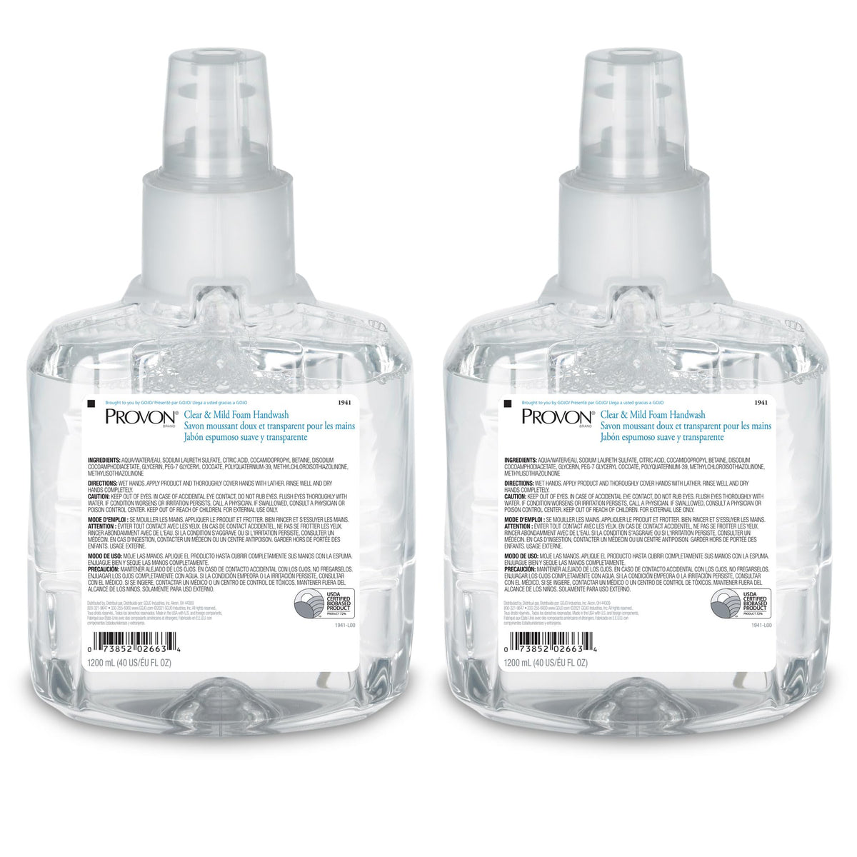 Provon LTX-12 foam handwash refill 1200 mL, high-capacity packaging.