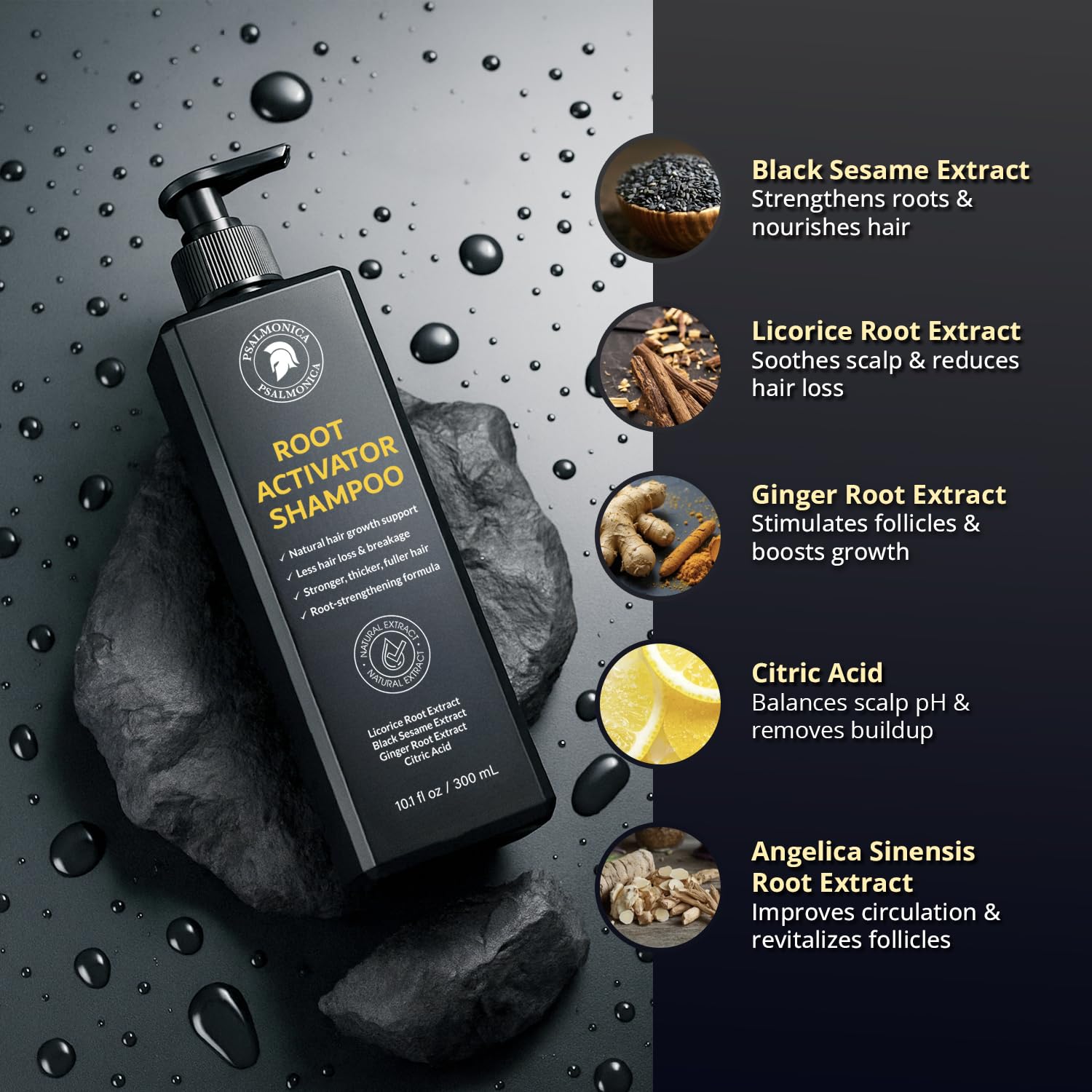 Psalmonica Root Activator Shampoo pump dispensing a small amount