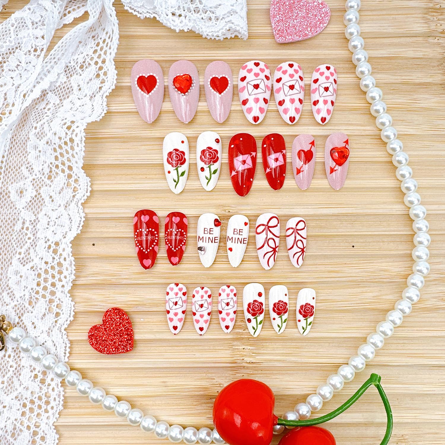 PSBRBAD nails with rose designs create romantic flair for special occasions.
