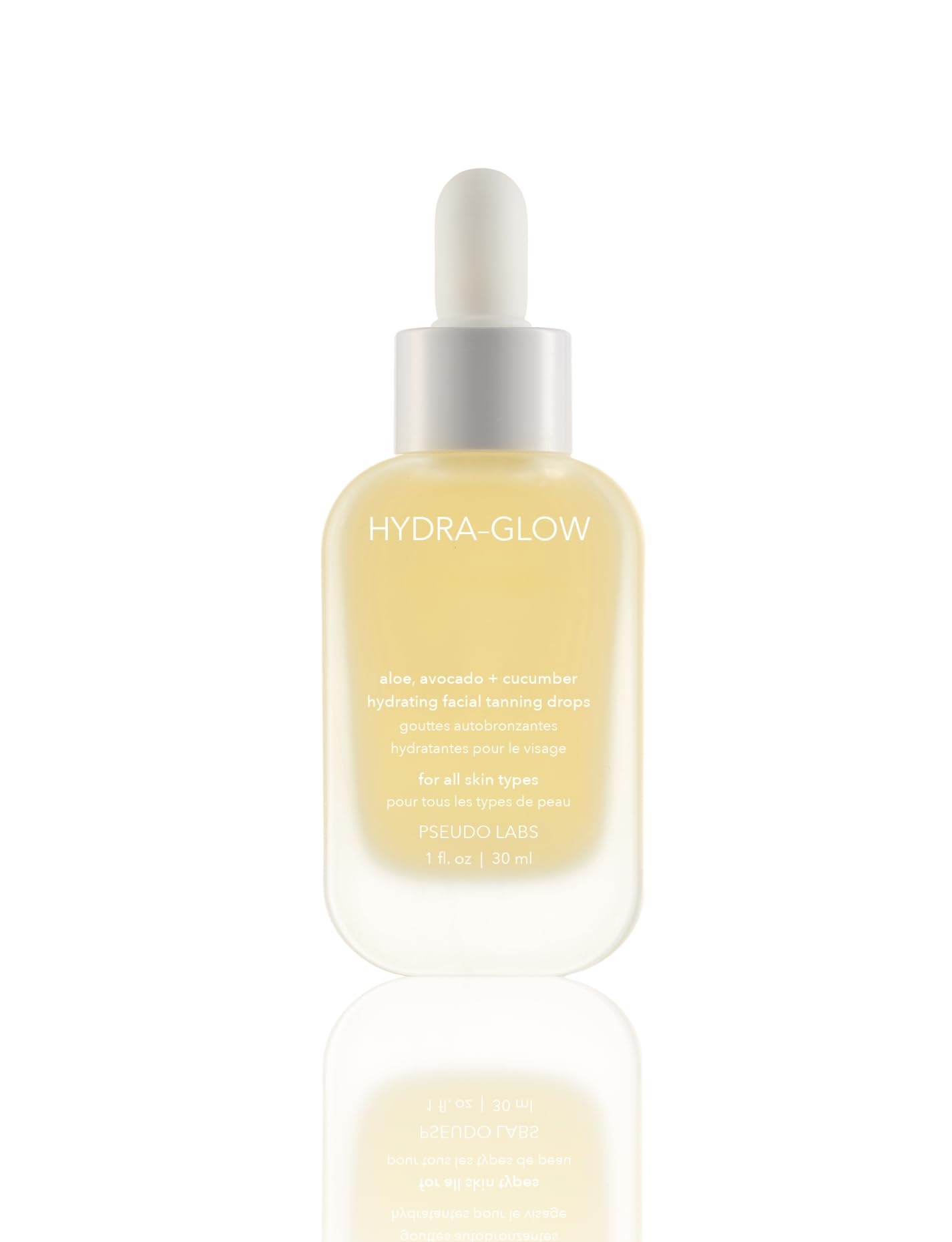 Pseudo Labs Hydra Glow facial drops bottle highlighting customizable, natural-looking tan
