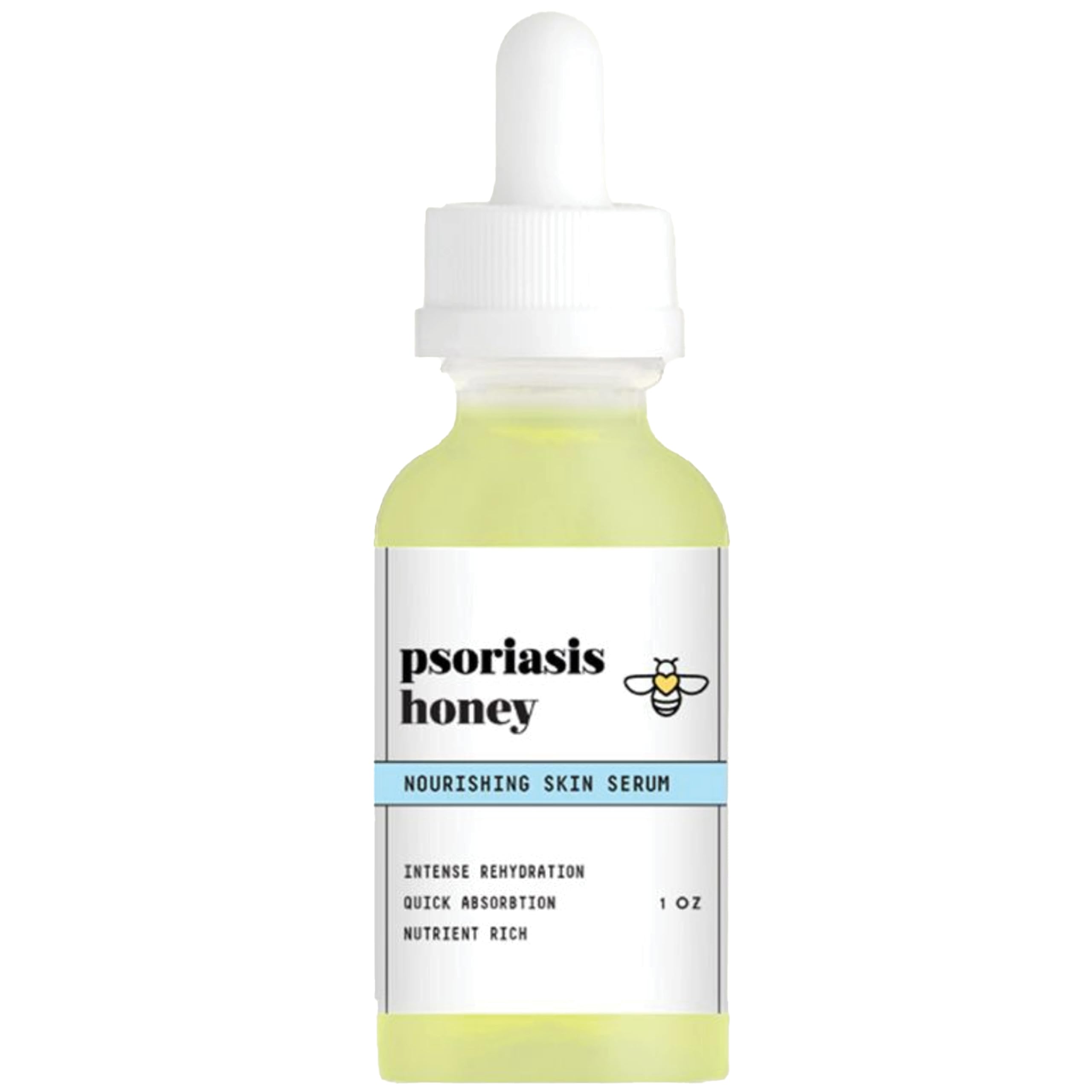 Psoriasis Honey Nourishing Scalp Serum bottle provides non-greasy hydration for sensitive skin