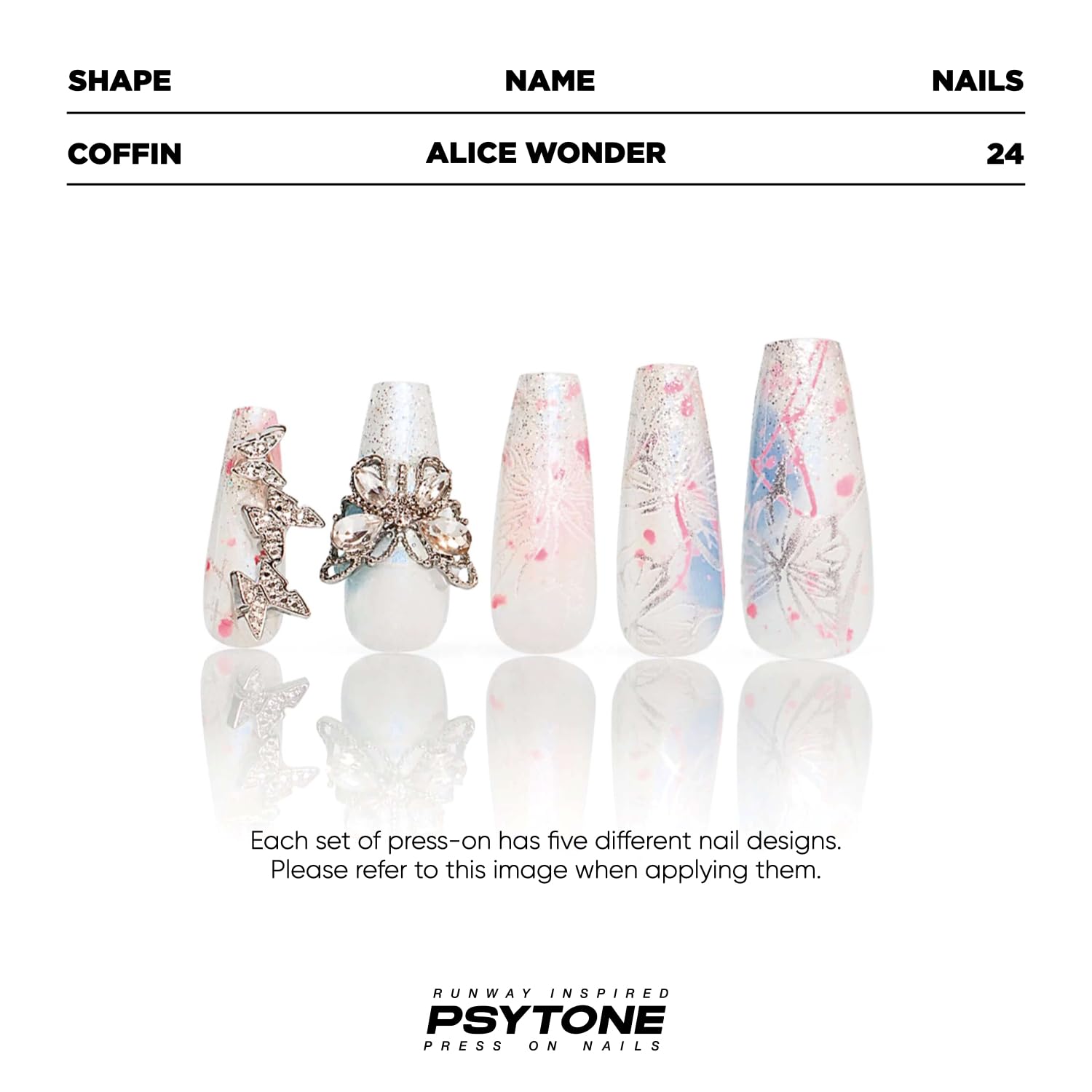 PSYTONE set includes 12 sizes for a precise, comfortable fit.