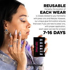 PSYTONE nails with glossy finish for a long-lasting shine.