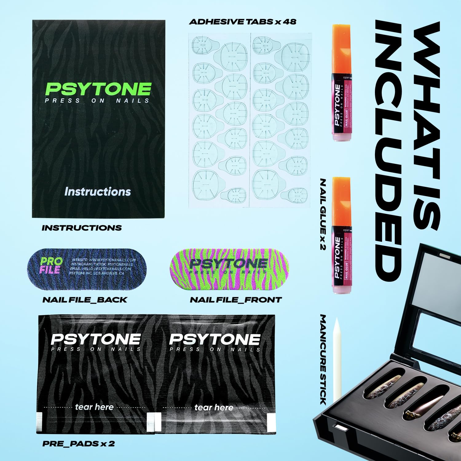 PSYTONE press-on nails offer reusable, natural-looking tips for quick touch-ups.