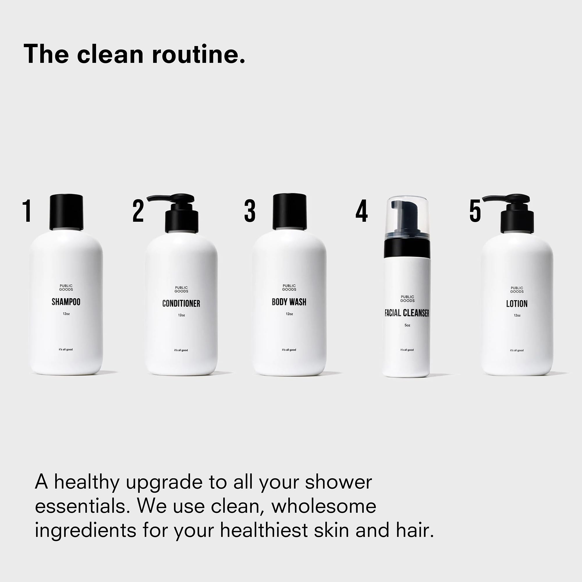 Public Goods 12oz-bottle label highlights convenient, everyday use.