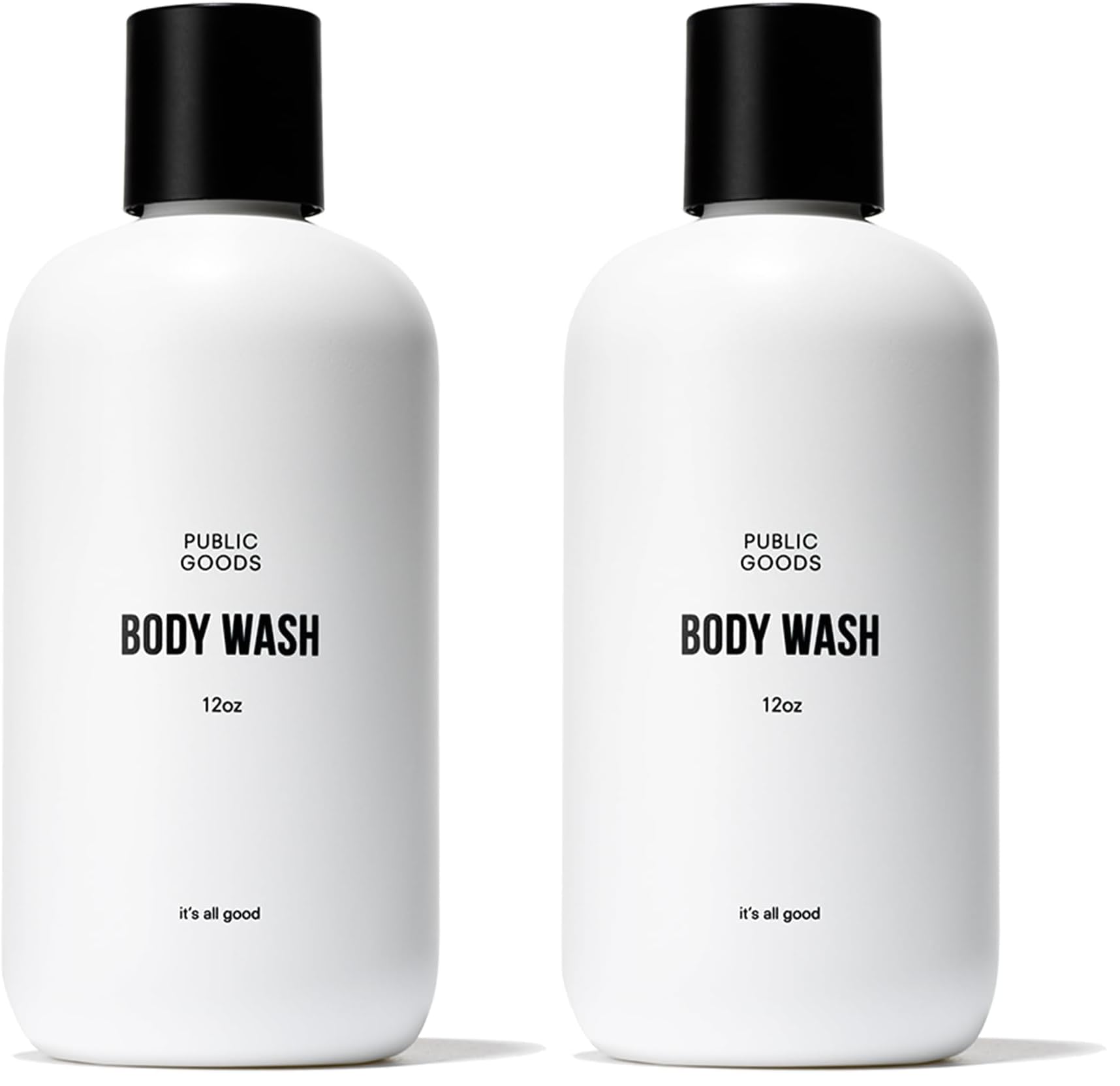 Public Goods Body Wash bottle closeup showing gentle cleansing with essential oils.