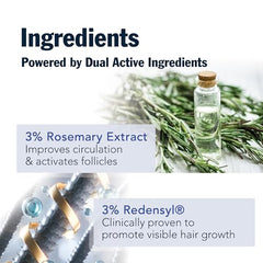 Puggaree rosemary serum on scalp demonstrates targeted treatment without mess.