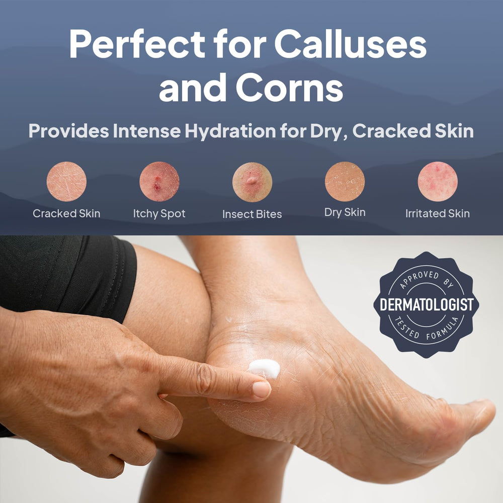 Pumice Valley applying foot cream on clean feet after bathing.