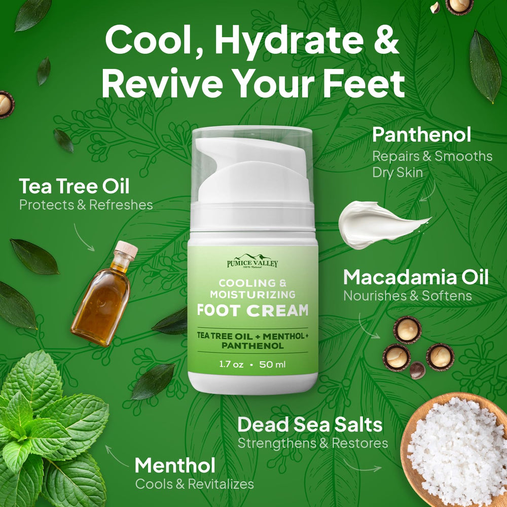 Pumice Valley foot cream tube dispensing for easy, mess-free application