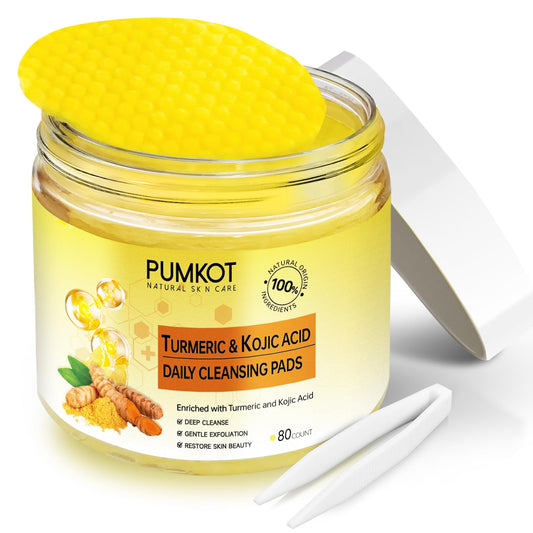 Pumkot Turmeric Kojic Acid Cleansing Pads box with 80 pieces for daily cleansing.