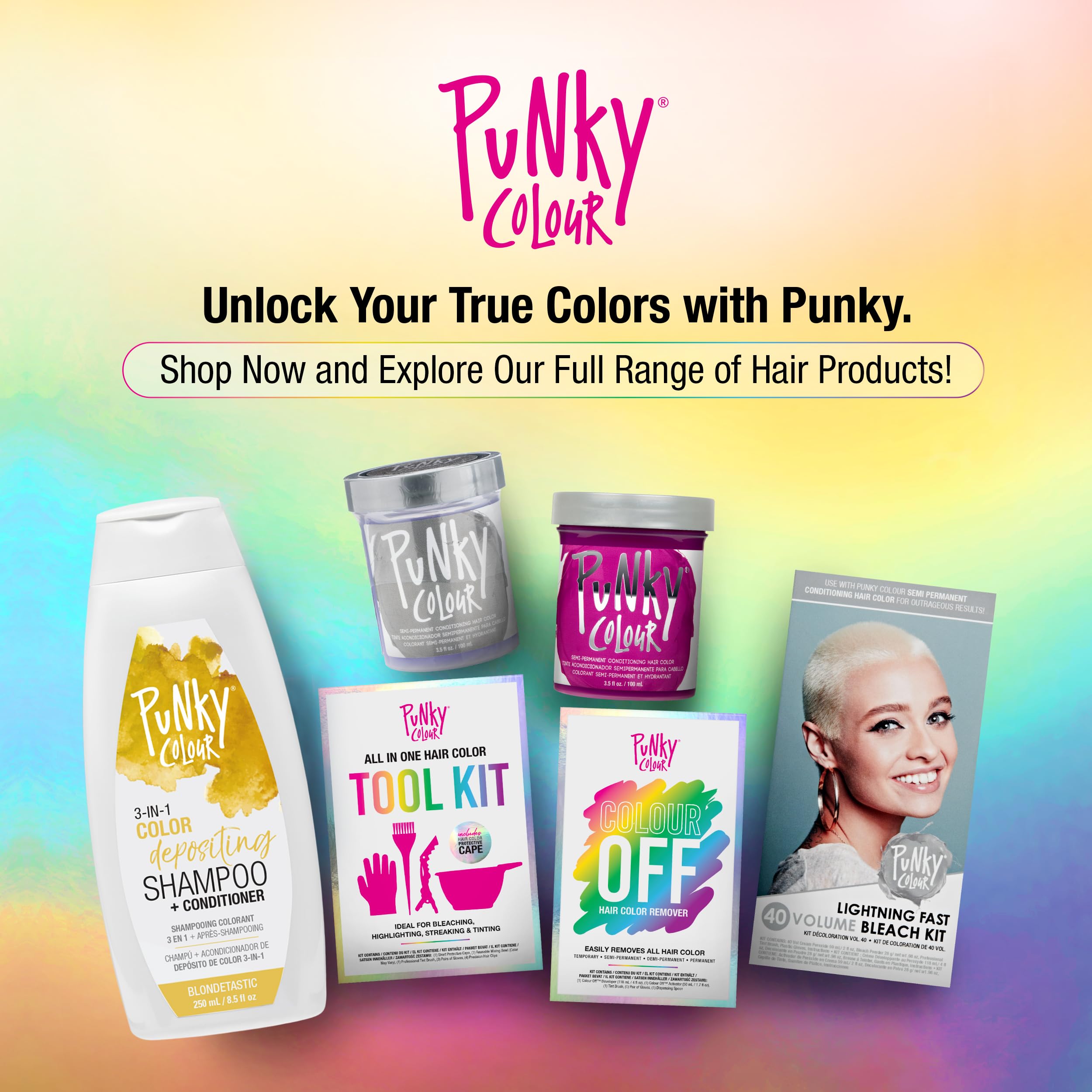 Punky Blondetastic after-use hair appears nourished with a glossy finish.