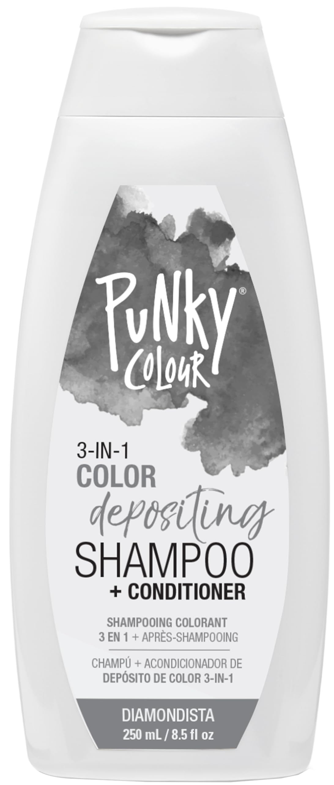 Punky Colour 3-in-1 Diamondista bottle pour demonstrates color-depositing cleanse for vibrant results.