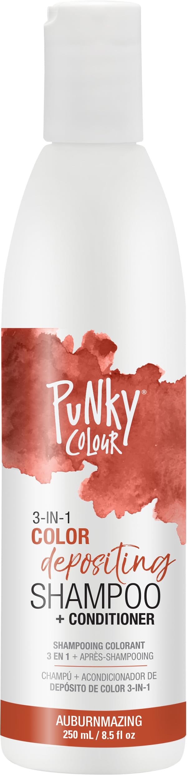 Punky Colour 3-in-1 color depositing cleanser bottle enhances AuburnAmazing shade